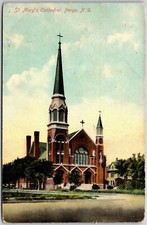 1910's Saint Mary's Cathedral Fargo North Dakota ND Parish Church Postcard