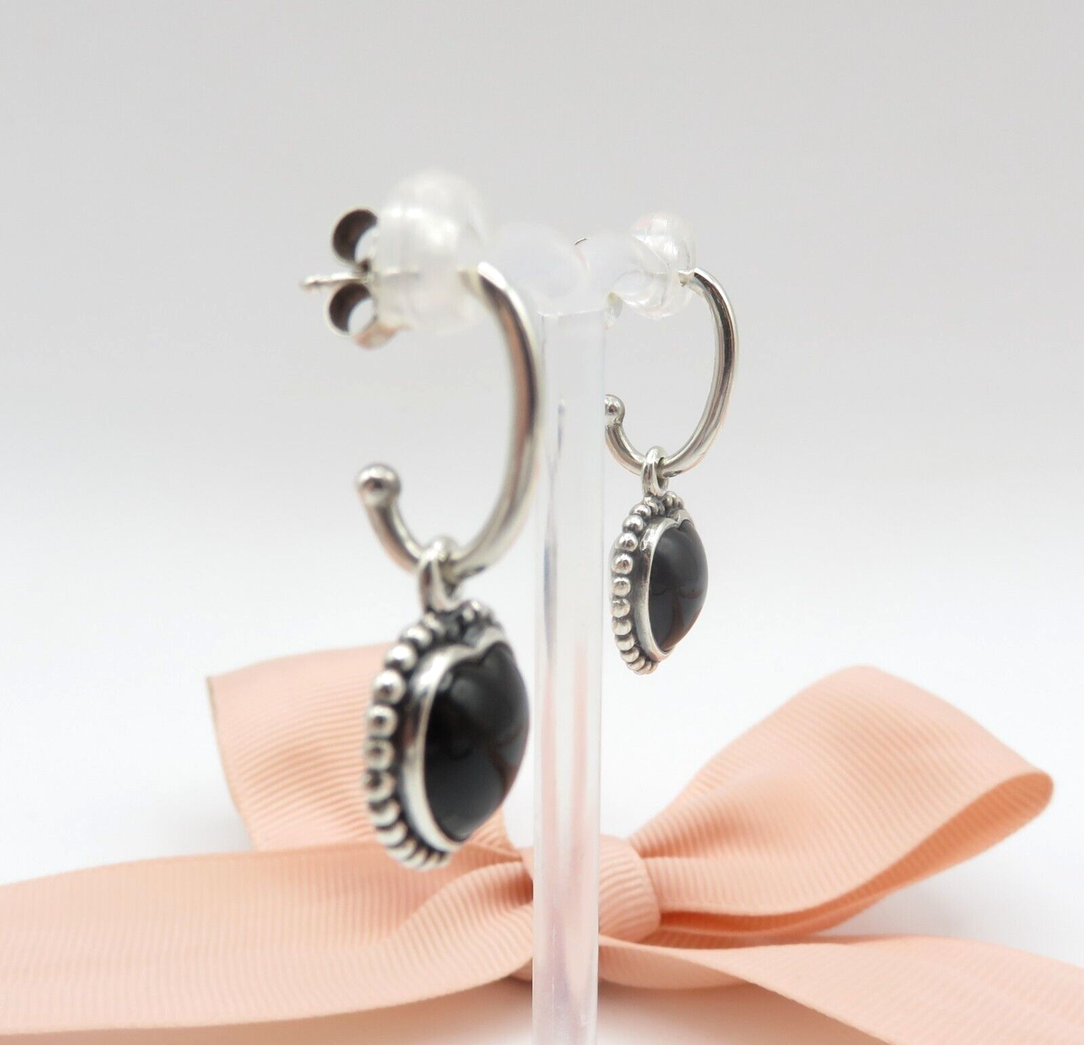 PANDORA Mi Amor🖤 Black Onyx Heart Compose Hanging Dangle PANDORA Mi Amor🖤 Black Onyx Heart Compose Hanging Dangle