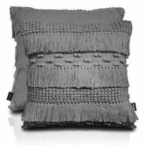 43cmx43cm Rocco Zen Grey Tasselled Cotton Cushion stunning Item