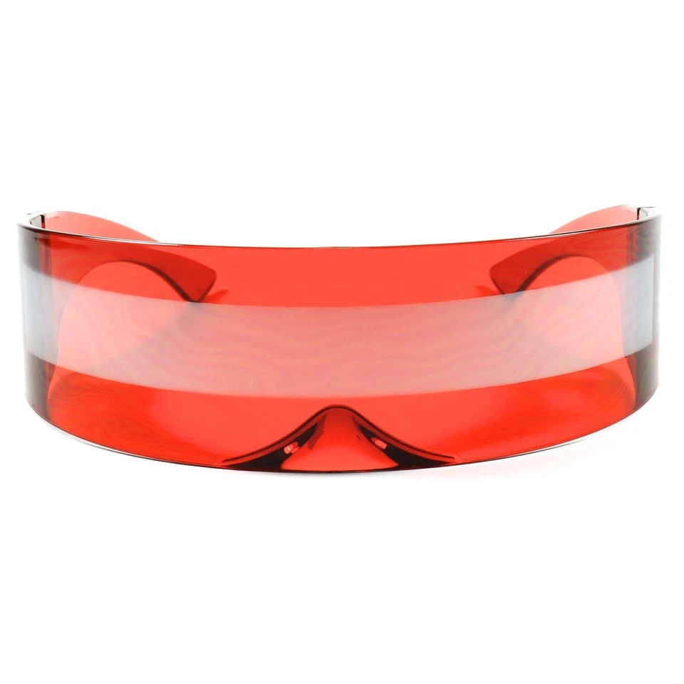 Único Cadera Novedad Robot Alienígena Disfraz Fiesta Futurista Rojo Espejado Gafas de Sol Foto 4 de 4