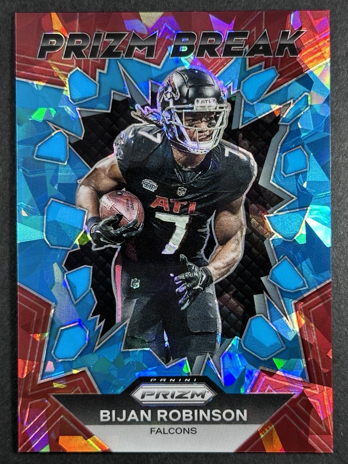 2023 Panini Prizm Bijan Robinson Prizm Break Blue Ice Prizm /99 #PB-8