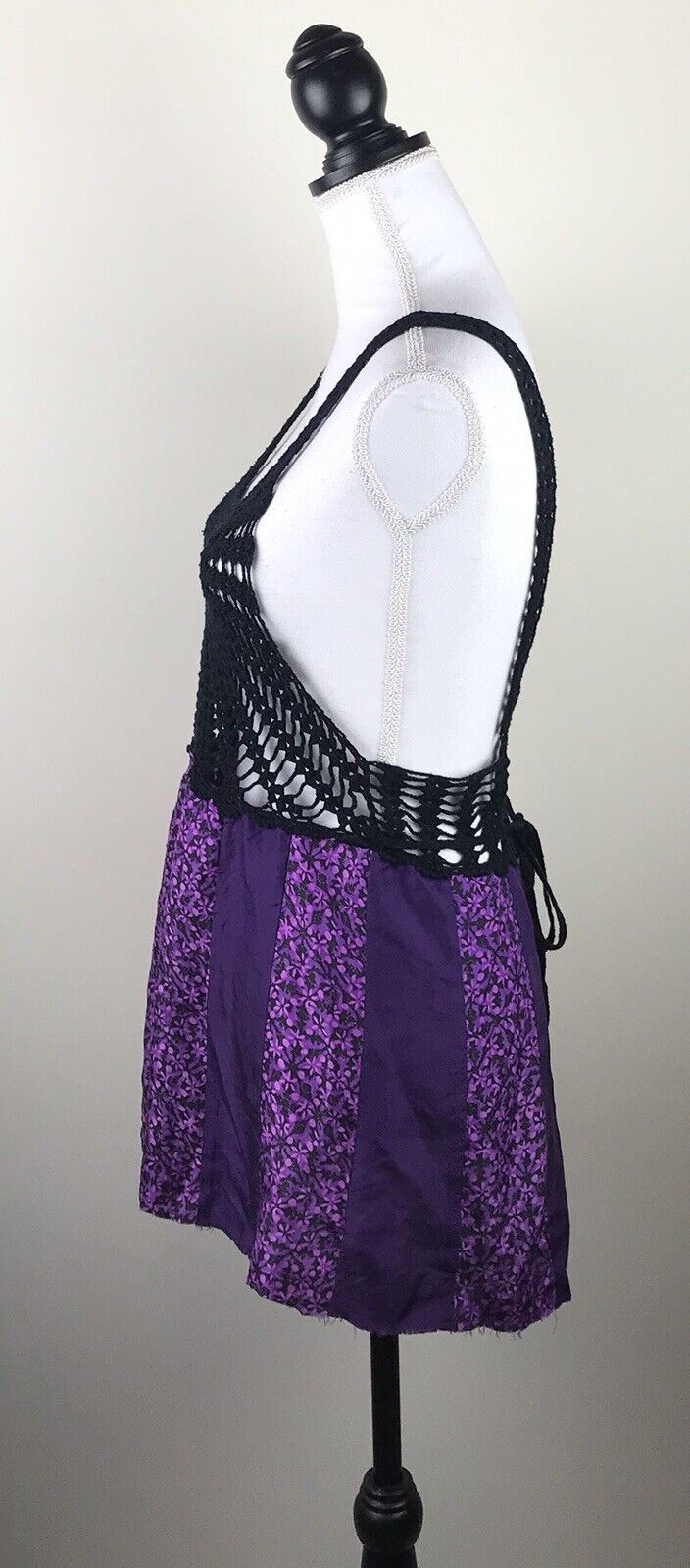 FREE PEOPLE Purple Silk Open-Crocheted Top Sz S/P… - image 5