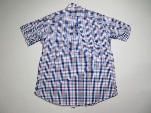 Berkley Jensen Plaid Print Button-Up Shirt Short Sleeve Collared Mens Sz L Blue - Picture 6 of 7