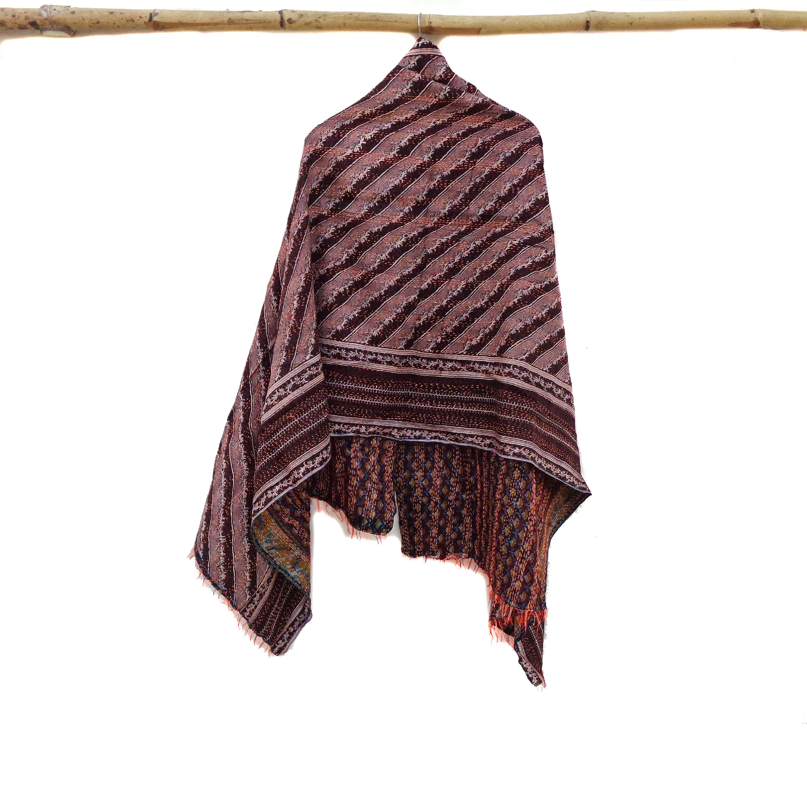 Silk Kantha Scarf Vintage Head Wrap Stole Dupatta Hand Quilted Women Gypsy