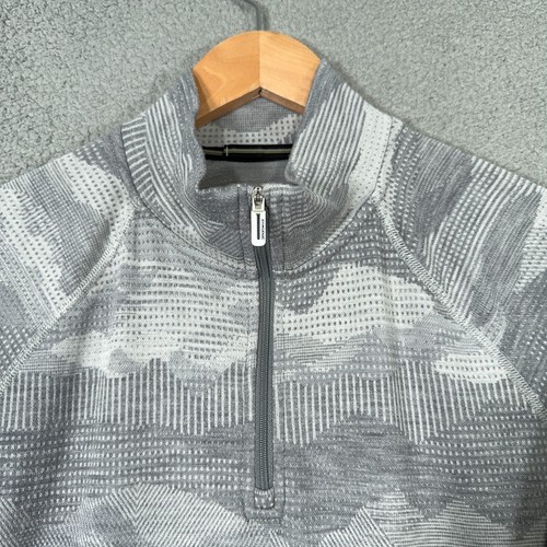 Smartwool Base Layer Women XL Merino 250 1/4 Quarter Zip Gray Print Pattern Camo - Picture 2 of 16