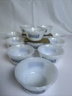 Vtg Set of 12 Fire King Currier & Ives Horse & Buggy Custard Cups 6oz Milk Glass