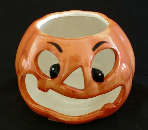 2 Halloween Ceramic Tea Light Candle Holders from Michael's, Pumpkin,Ghost, 4-5" - Picture 2 of 8