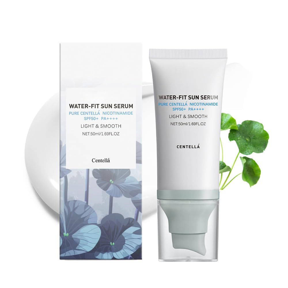 Centella Sunscreen,Centella SPF50 Water-Fit Sun Serum Light & Smooth Hyalu Cica