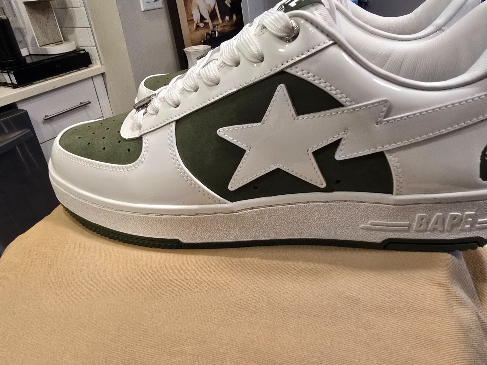 NEW A Bathing APE White & Khaki BAPE STA #6 1K80191306 SHOES SNEAKERS NEW SZ 12 thumbnail 10