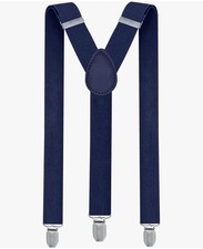 NEW Boys Girls Kids Child Children Clip on Y Navy Elastic Suspenders Adjustable