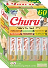 Churu Cat Treats Grain-Free Lickable Squeezable Creamy Pur e Cat Treat/Topper 60