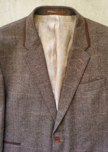Traje Slaters de 3 piezas para hombre Jkt 44R Trs 38R marrón tweed tejido espiga PVP £289 - Imagen 5 de 21