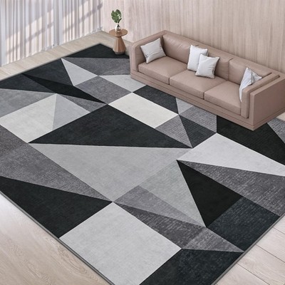 TWINNIS 5x7 Geometric Patchwork Style Washable Area Rug, Grey