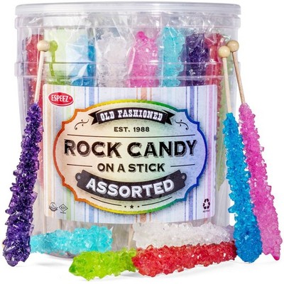 36 Extra Large Assorted Rock Candy Sticks Espeez - Candy Party Favors - for