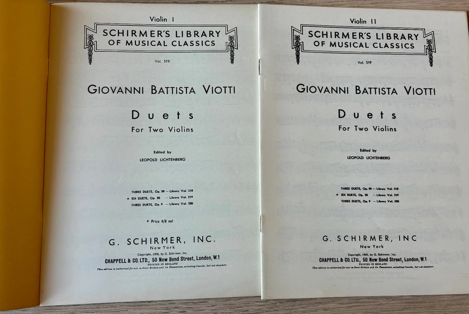 VIOTTI SIX DUETS OP 20 FOR TWO VIOLINS SHEET MUSIC BOOK (1939) LICHTENBERG UK - Image 2 of 3
