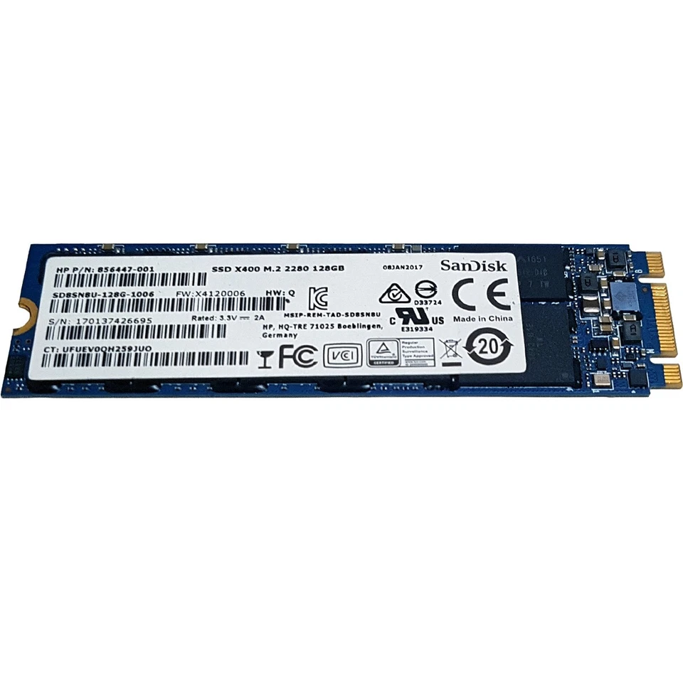 HP 856447-001 SanDisk SSD X400 M.2 2280 128GB SATA III SD8SN8U-128G-1006 Card - Bild 1 von 4