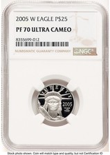 2005-W Proof Platinum Eagle 1/4 oz Brown Label NGC PF70 3632.00 per troy oz
