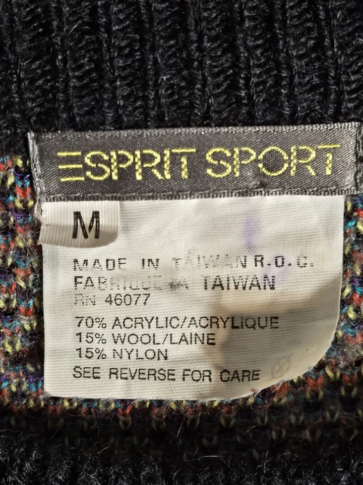 Vintage XI 80s Esprit Sport Knit Memphis Abstract Multi-colored Sweater Men’s - Image 3 of 4