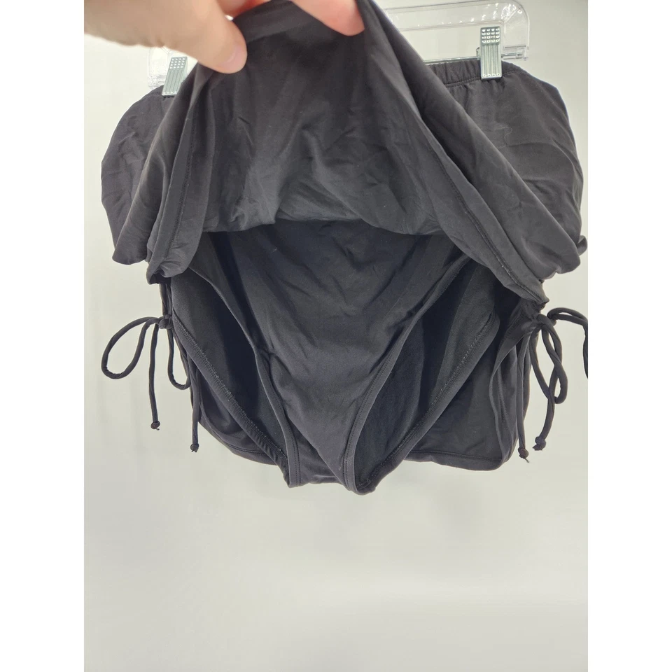 Apt. 9 Para mujeres 2X Falda de Natación Negra Traje de Baño Parte Inferior Acanalada Cordón Talla Grande Foto 2 de 4