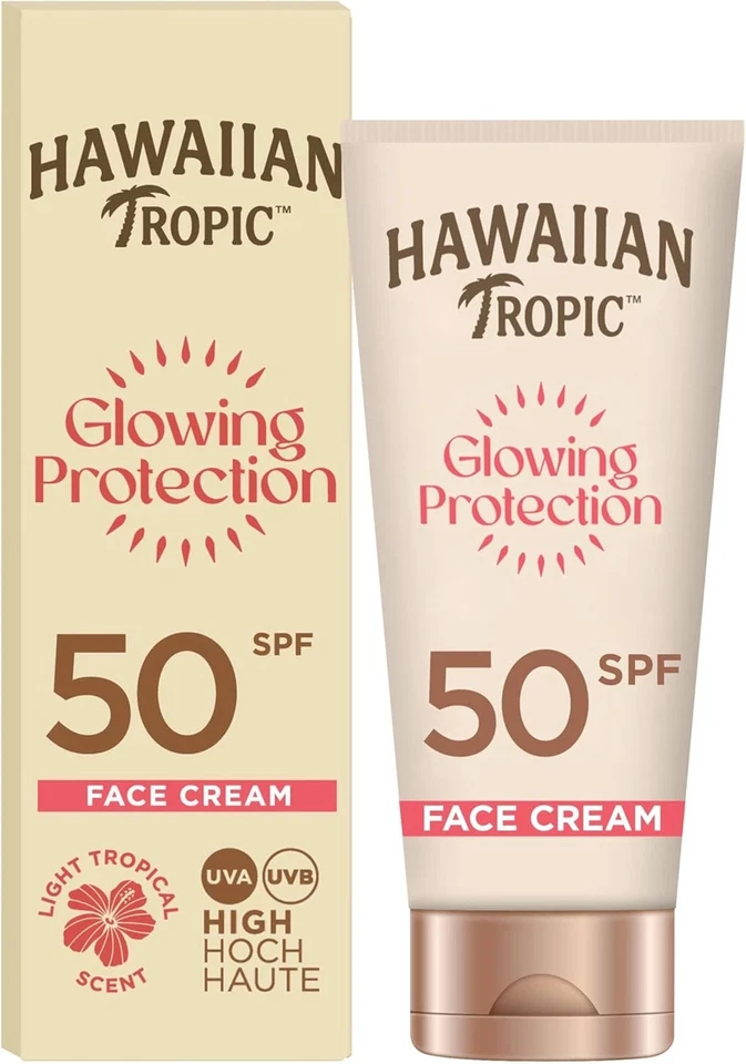 WILKINSON SWORD GMBH Hawaiian Tropic Glowing Protection Face Cream Lotion, Water Resistant SPF 50