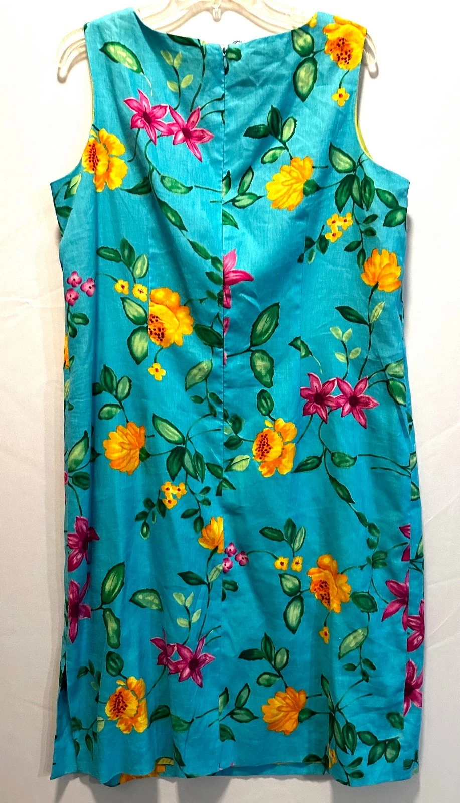 VETEMENTS TALBOTS BELLISSIMO ABITO TUBINO BLU TURCHESE COLORATO FANTASIA FLOREALE TG 14W