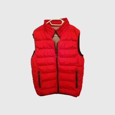 Men s Red Puffer Vest Sleeveless Jacket Quilted Warm Zip Pockets