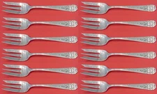 Madam Jumel by Whiting Sterling Salad Fork 3-Tine Set of 12 pcs 6 1/8" Flatware