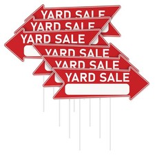 6 Pack 17x6 Red Yard Sale Arrow Signs, Stakes,Double Sided, Plastic, Waterproof