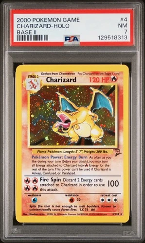 PSA 7 Charizard Holo 4/130 Base Set 2 Pokemon 2000