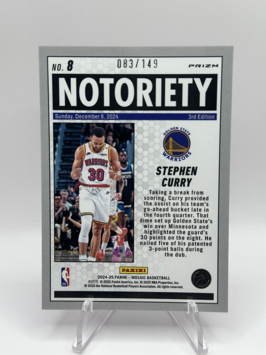 2024-25 Panini Mosaic Notoriety Stephen Curry Pink Mosaic /149 | eBay