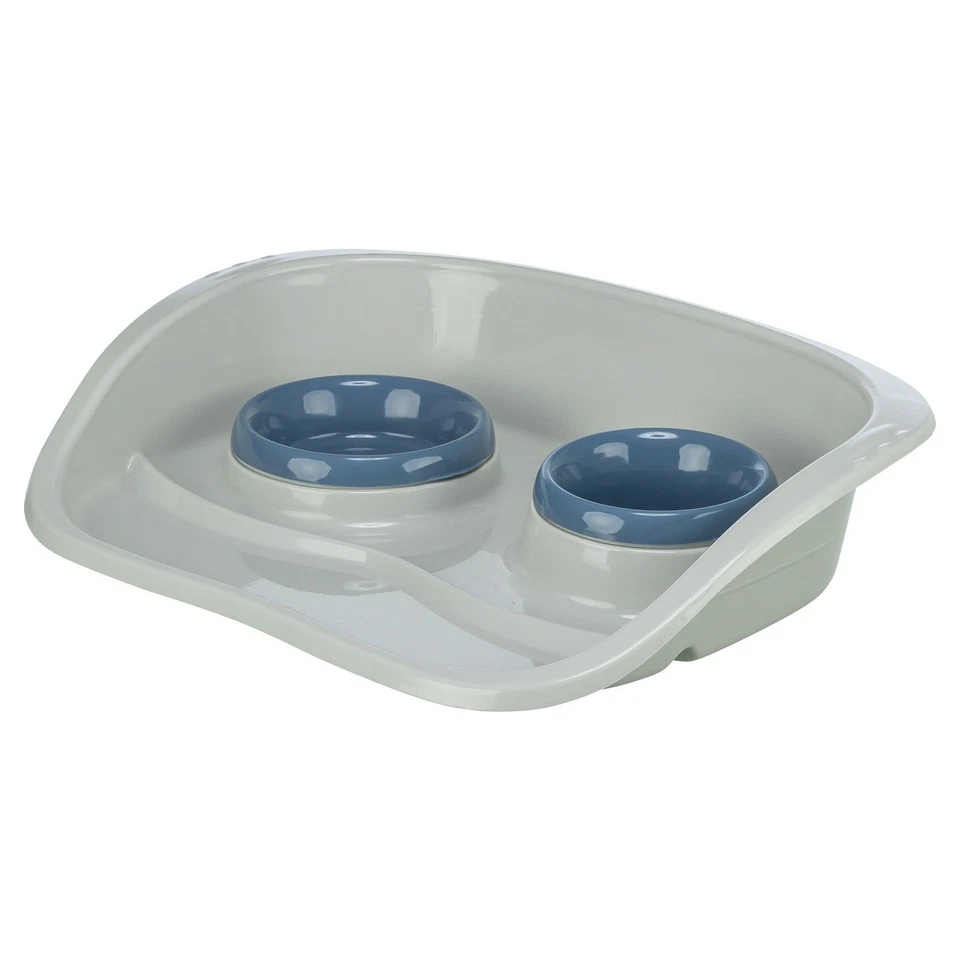 Trixie Kunststoffnapf-Set rund mit Spritzschutz für Hunde Katzen rutschfest