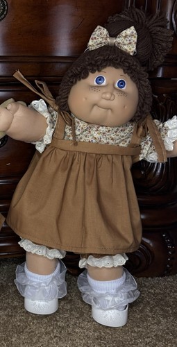 16”-18” Cabbage Patch Kids Brown Shoulder Tie Dress Outfit Bows Doll Clothes
