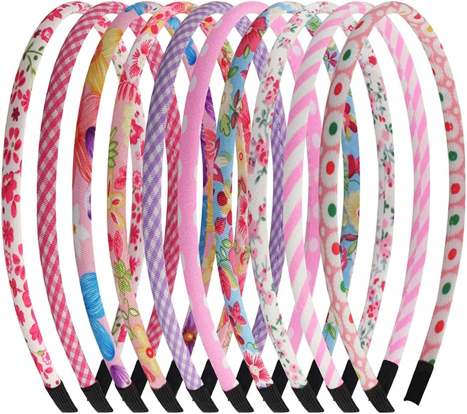 10 Pcs Colourful Girls Headbands, Flower Strip Plain Hair Bands Head Bands Hairb