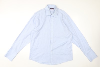 Moos Esq. Herrenhemd blau Fischgrätmuster 17,5