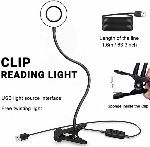 Clip On Desk Lamp LED Flexible Arm USB Dimmable Study Reading Table Night Light - Picture 8 of 11