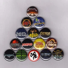 THRASH METAL 1" PINS BUTTONS w/ SLAYER METALLICA EXODUS MEGADETH ANTHRAX (patch)
