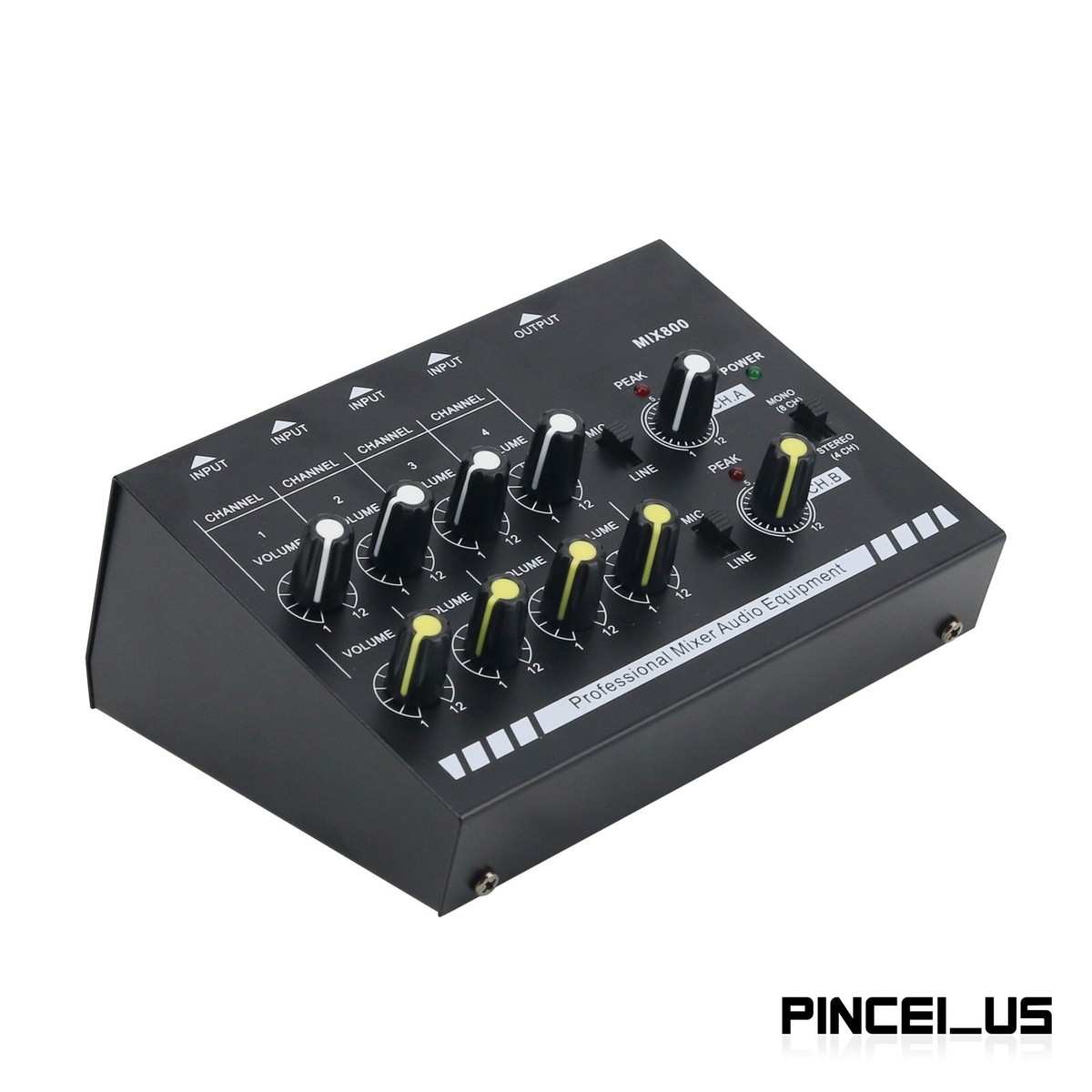 N-AUDIO MIX800 アナログミキサー 8チャンネル MIX800 8-Channels Mini Low Noise Sound Mixer Stereo Audio Mixer +