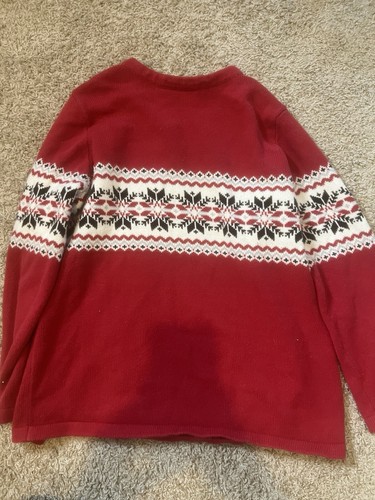 Cherokee full button front sweater colorful Snowflake Red, size 14w-16w - Picture 4 of 4