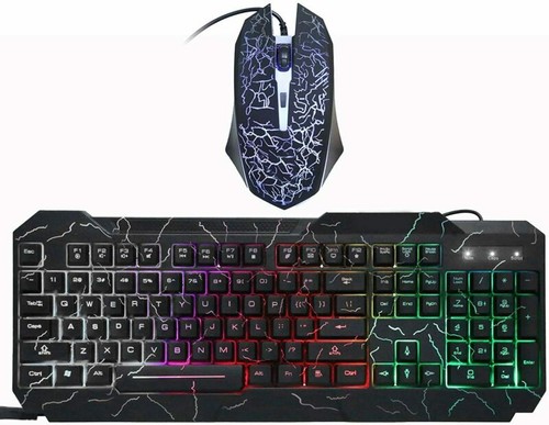 Computer Desktop PC Gaming Keyboard and Mouse Mechanical Feel Led Light Backlit - Picture 5 of 8