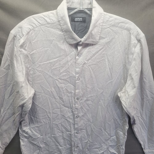 Alfani Regular-Fit Men's Gray/Silver Button-Down Shirt Sz Medium - Picture 2 of 7