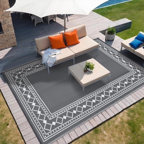 Outdoor Rug 9x12 Plastic Straw Reversible Large Floor Carpet for Camping Picnic - Picture 17 of 51