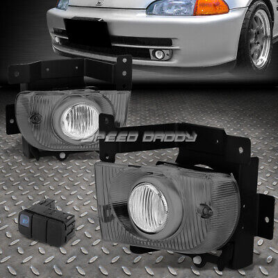 Smoke Lens Housing Driving//Bumper Fog Light+Wiring For Honda 92-95 Civic EG8//EH9