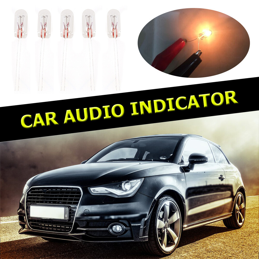5pcs Car Lamp 14V 1.12W T5 Dashboard Yellow Light Universal Car Light