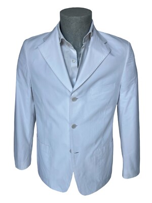 Confitalia Men's Jacket, Size 48 DROP 6 White Pure Cotton, 70% Discount.