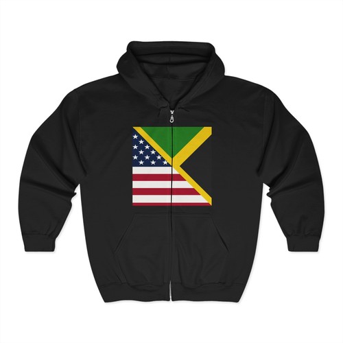 Bandera Jamaica Americana | Jamaica Estados Unidos Cremallera Sudadera con Capucha | Sudadera con Capucha - Imagen 2 de 3