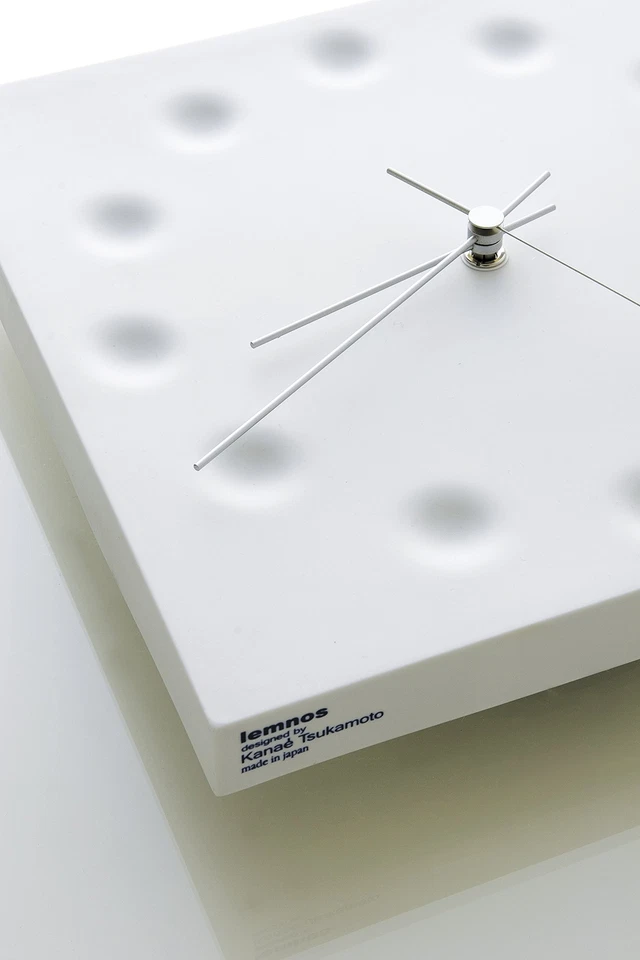 Lemnos Drops Draw The Existance KC03-23 Wall Clock White Square pottery Battery - Image 3 of 4