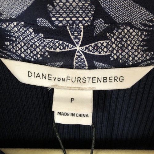 NWT 100% Silk Diane von Furstenberg Blue & White Midnight Tile Dress, Size P/S - Picture 2 of 10