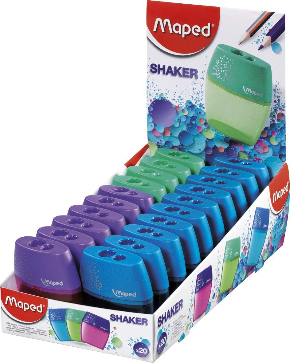 Shaker 2-Hole Pencil Sharpener - 20-Pack - Precise Sharpening - Durable & Portab