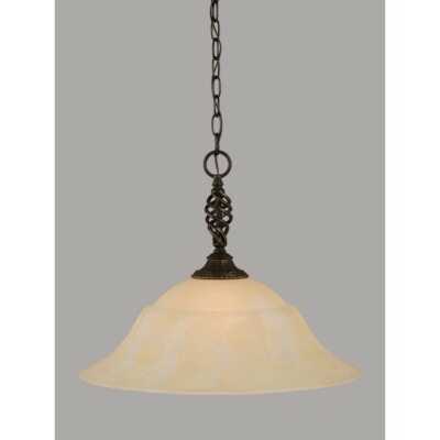 Toltec Lighting Elegante Pendant Shown in Dark Granite Finish with 20' Amber Mar