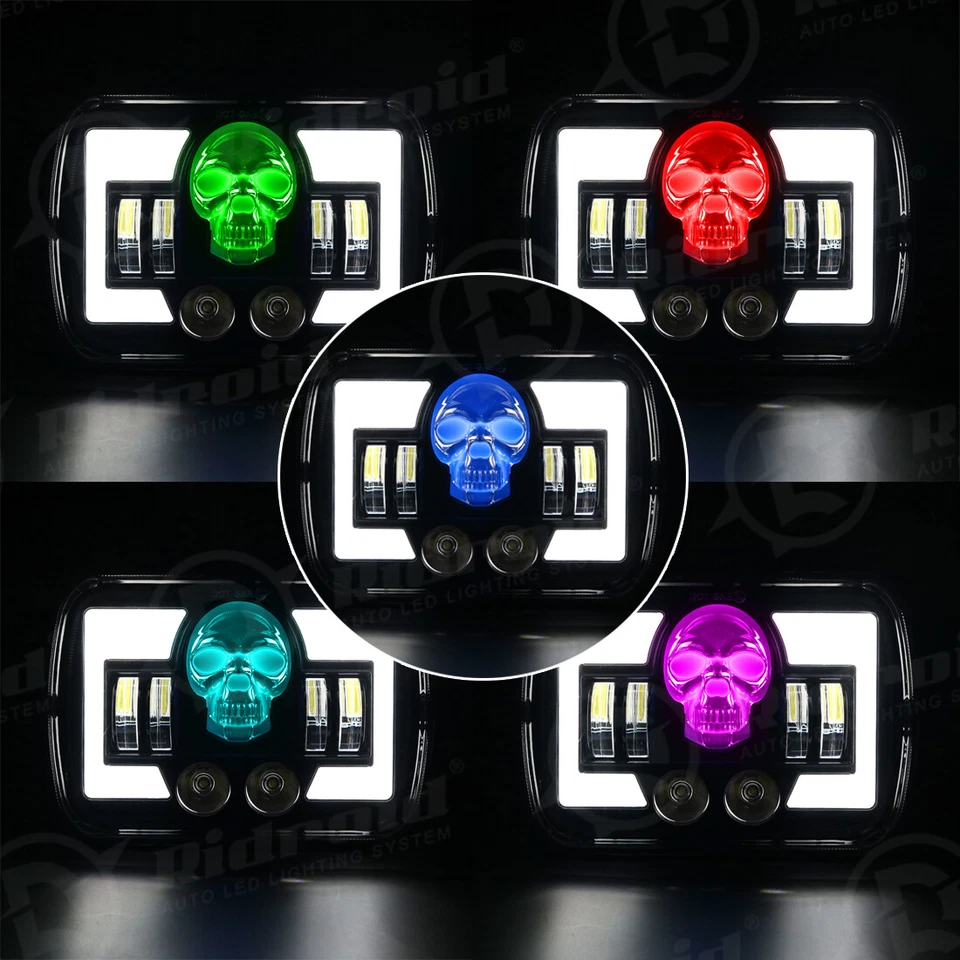 Faro LED RGB alto/bajo haz sellado 2x para Dodge D150 D250 D350 Ram 50 5x7" 7x6" Foto 2 de 4
